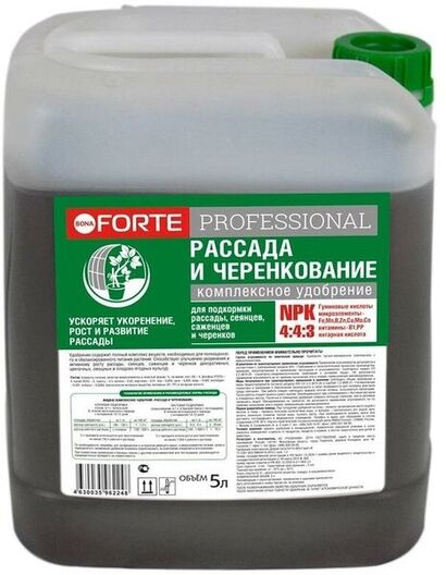 Bona Forte Professional Жидкое удобрение РАССАДА И ЧЕРЕНКОВАНИЕ, канистра 5 л/2